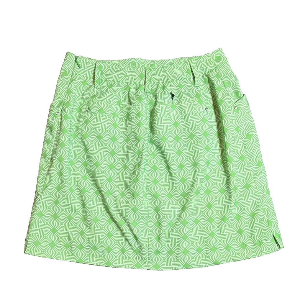 NVO Women's Golf Skort Green White Swirl Print Athletic Tennis Skirt Size 26"